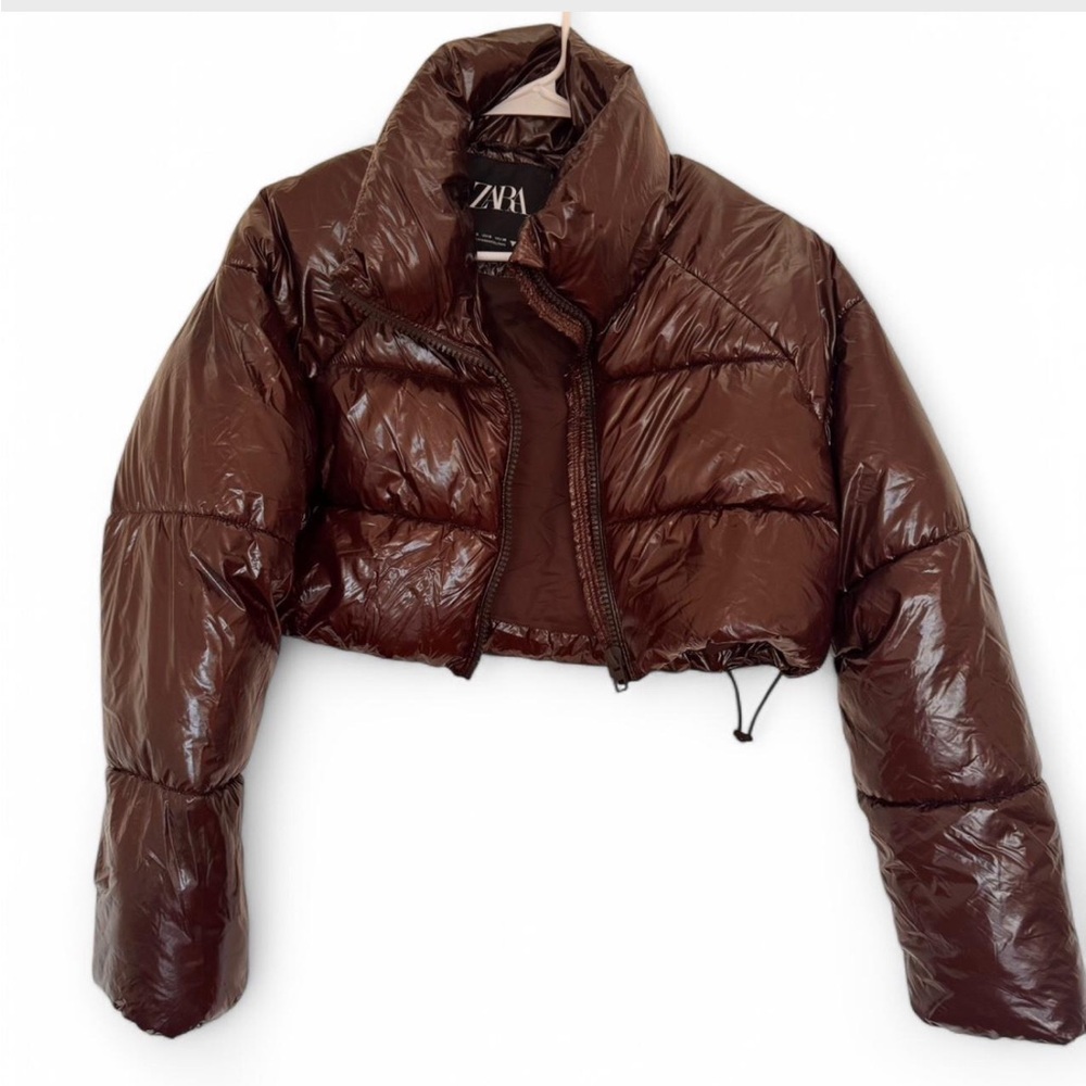 Dark Brown Zara Cropped Puffer